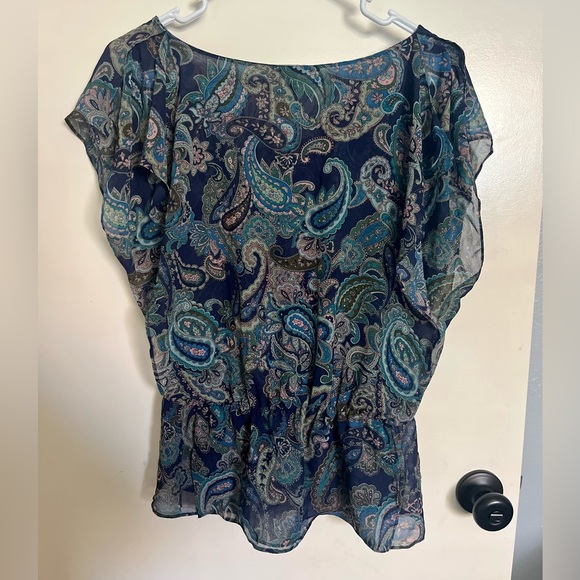 Navy boho paisley Forever 21 sleeveless blouse - Picture 4 of 4